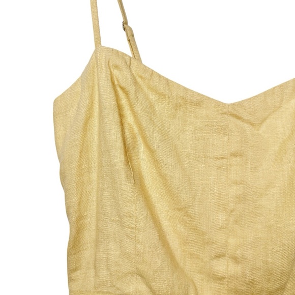 Reformation Roarke Butter Yellow Linen Women’s Strappy Mini Dress Sz 6 - Picture 6 of 15